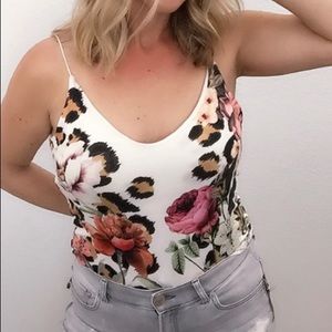 Leopard floral bodysuit